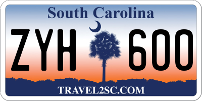 SC license plate ZYH600
