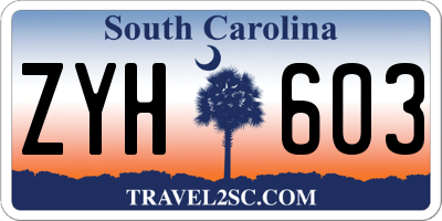 SC license plate ZYH603