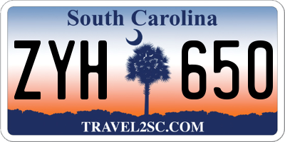 SC license plate ZYH650