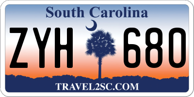 SC license plate ZYH680