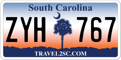 SC license plate ZYH767