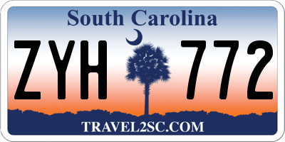 SC license plate ZYH772