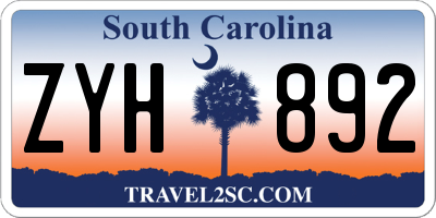 SC license plate ZYH892