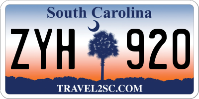 SC license plate ZYH920