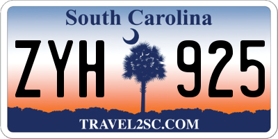 SC license plate ZYH925