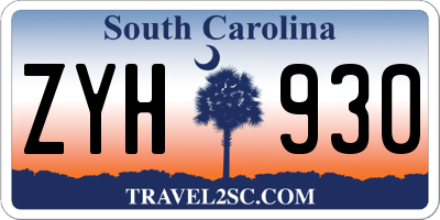 SC license plate ZYH930