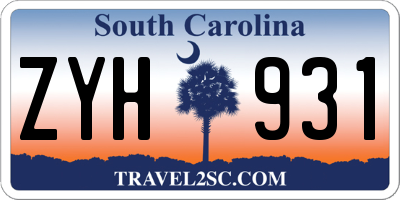 SC license plate ZYH931