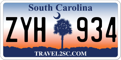 SC license plate ZYH934