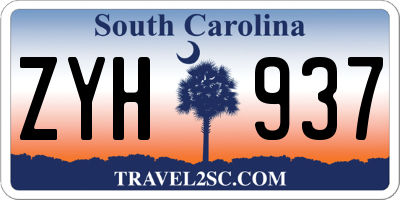 SC license plate ZYH937