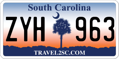 SC license plate ZYH963