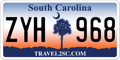 SC license plate ZYH968