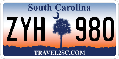 SC license plate ZYH980