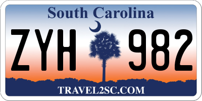SC license plate ZYH982