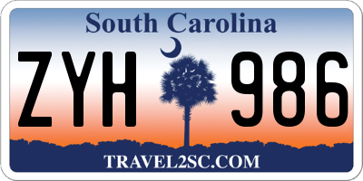 SC license plate ZYH986