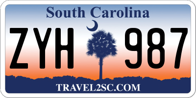 SC license plate ZYH987
