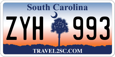 SC license plate ZYH993