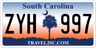 SC license plate ZYH997