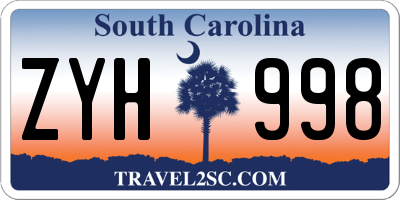 SC license plate ZYH998