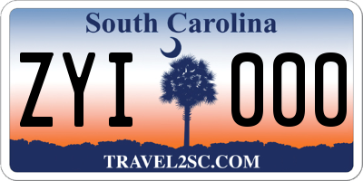 SC license plate ZYI000