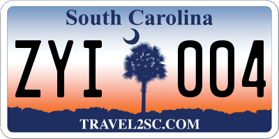 SC license plate ZYI004
