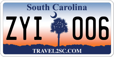 SC license plate ZYI006