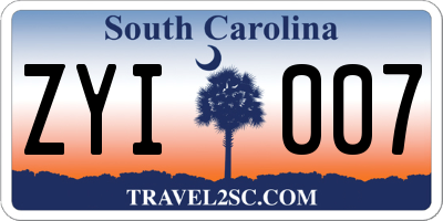 SC license plate ZYI007