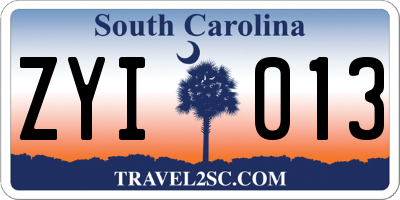 SC license plate ZYI013
