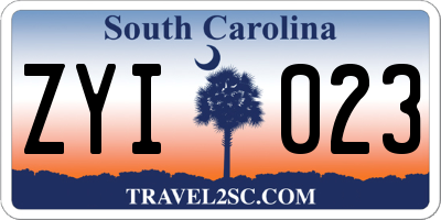 SC license plate ZYI023