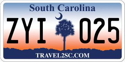 SC license plate ZYI025