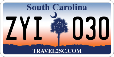 SC license plate ZYI030