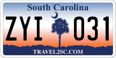 SC license plate ZYI031