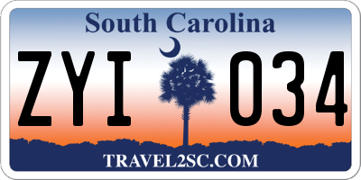 SC license plate ZYI034