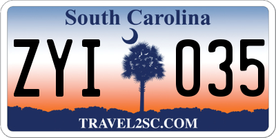 SC license plate ZYI035