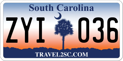 SC license plate ZYI036