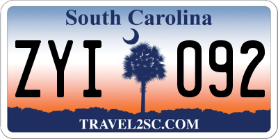 SC license plate ZYI092