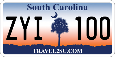 SC license plate ZYI100