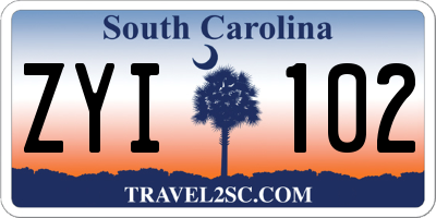 SC license plate ZYI102