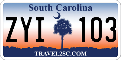 SC license plate ZYI103