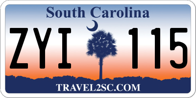 SC license plate ZYI115