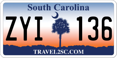 SC license plate ZYI136