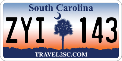 SC license plate ZYI143