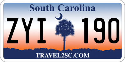SC license plate ZYI190