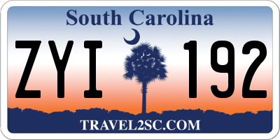 SC license plate ZYI192