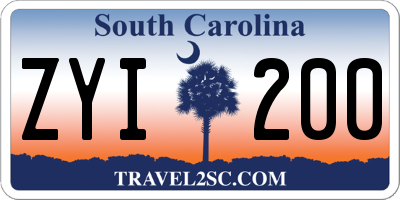 SC license plate ZYI200