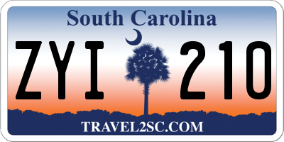 SC license plate ZYI210