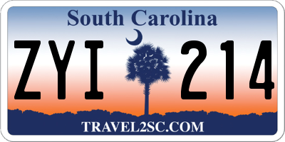 SC license plate ZYI214