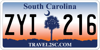 SC license plate ZYI216