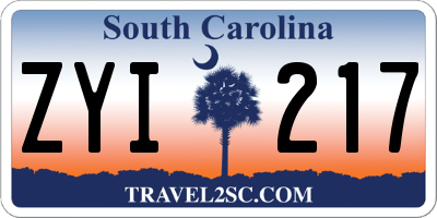 SC license plate ZYI217