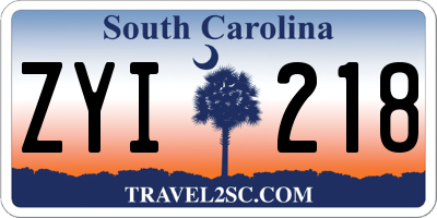 SC license plate ZYI218