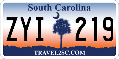 SC license plate ZYI219